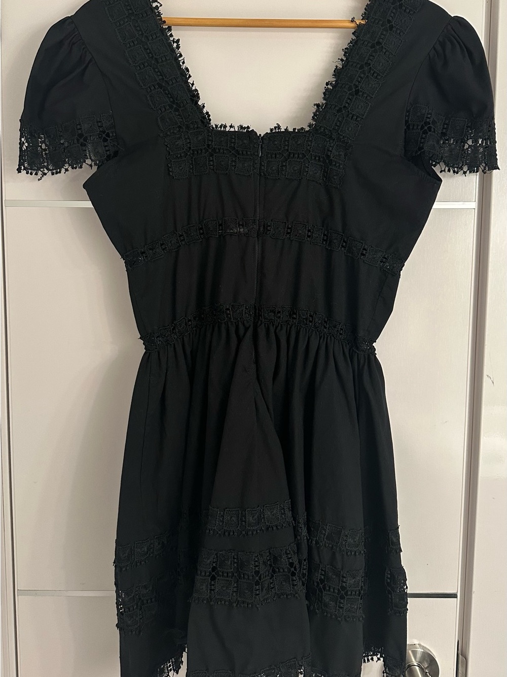 Peixoto Black V-Neck Lace Trim Mini Dress - Picture 7 of 10